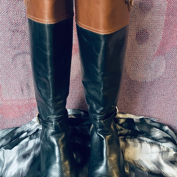 Michael Kors Fulton Harness Boot Black/Mocha Brown Leather Boot - Picture 6 of 11